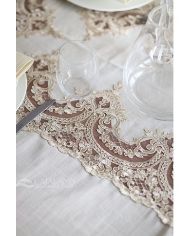 Tris da corredo copriletto, lenzuola e tovaglia Pizzo Rebrodè