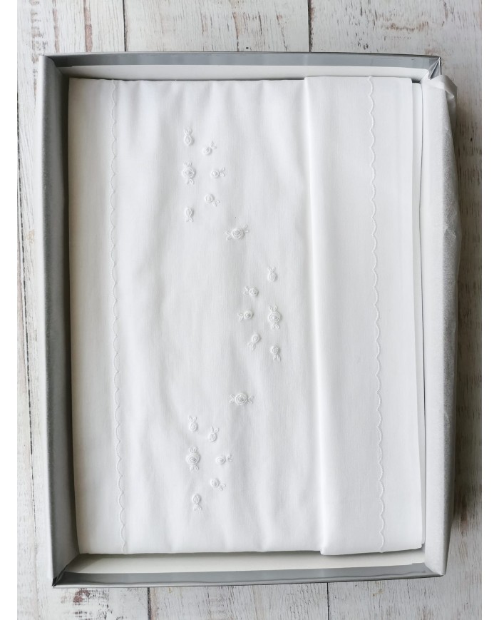 Completo lenzuola culla lettino ricamato a mano Elite pour le Bebè 85172