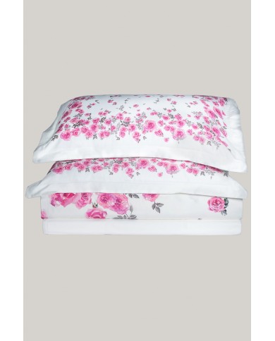 Completo Lenzuola matrimoniali raso di cotone Roseto by Neith