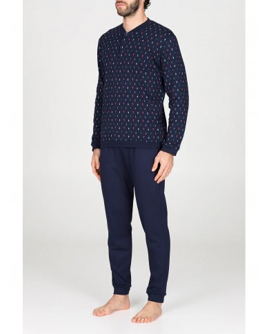 Pigiama uomo serafino in caldo cotone Julipet mod. Ambra