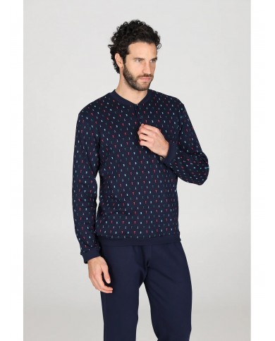 Pigiama uomo serafino in caldo cotone Julipet mod. Ambra