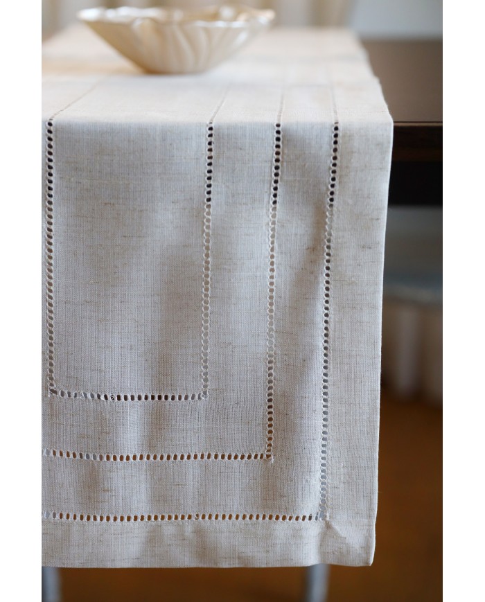 Runner maxi ricamato con orlo a giorno 40x180 art. 4019