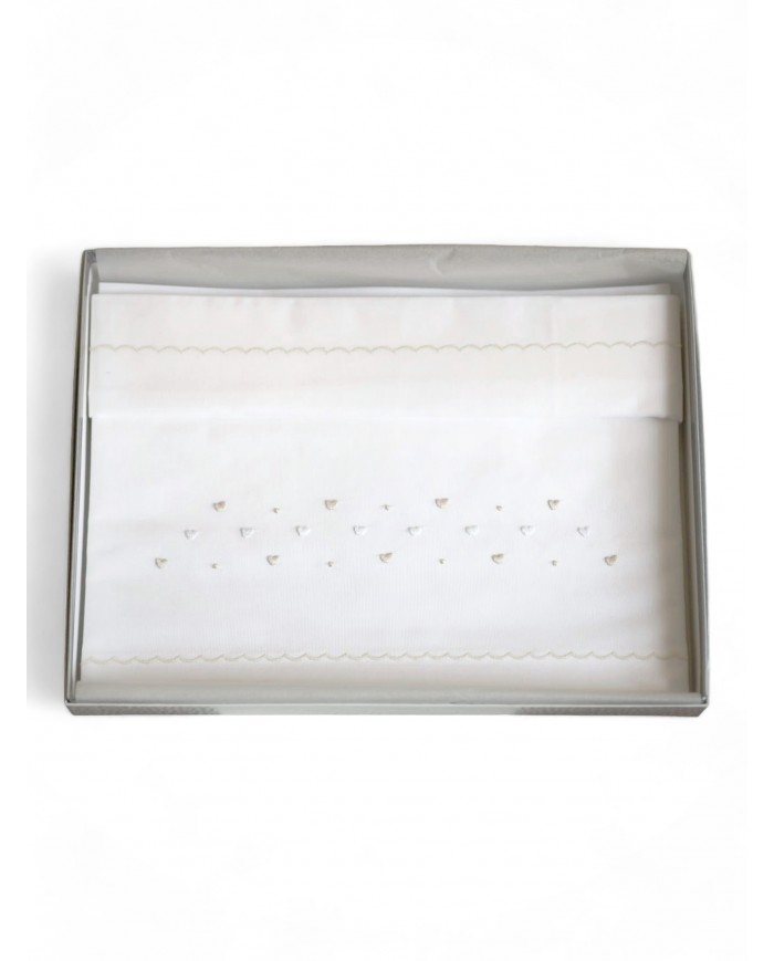 Completo lenzuola culla passeggino ricamato a mano Elite pour le Bebè 45243