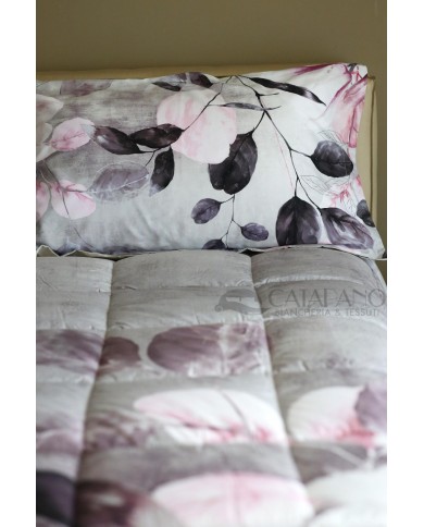 Completo lenzuola matrimoniale in raso di puro cotone con stampa digitale AISHA