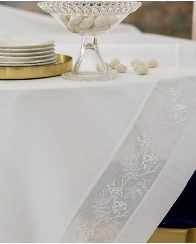 Tovaglia 12 posti con inserti in organza Cerimonia Blumarine Home 175x300
