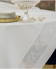 Tovaglia 12 posti con inserti in organza Cerimonia Blumarine Home 175x300
