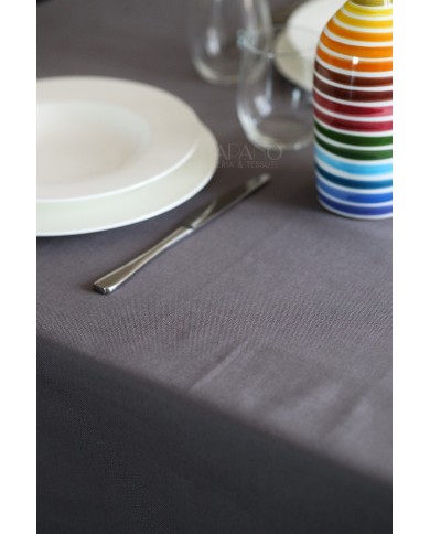 Tovaglia per 12 tinta unita in puro cotone panama Biancheria-Eria