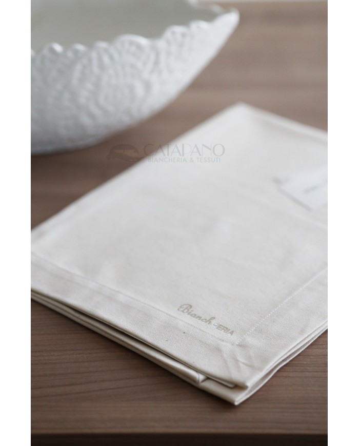 Runner in puro cotone panama tinta unita Bianch-Eria