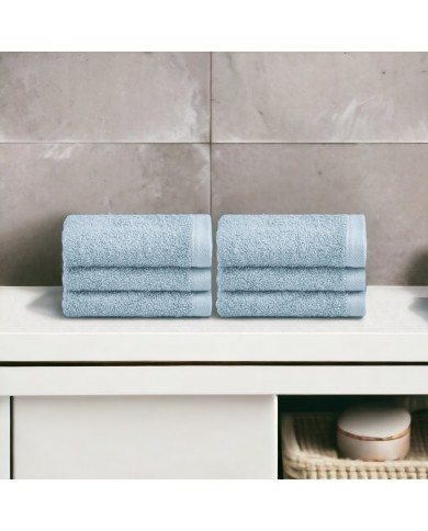 Set di 6 lavette premium in spugna di puro cotone tinta unita