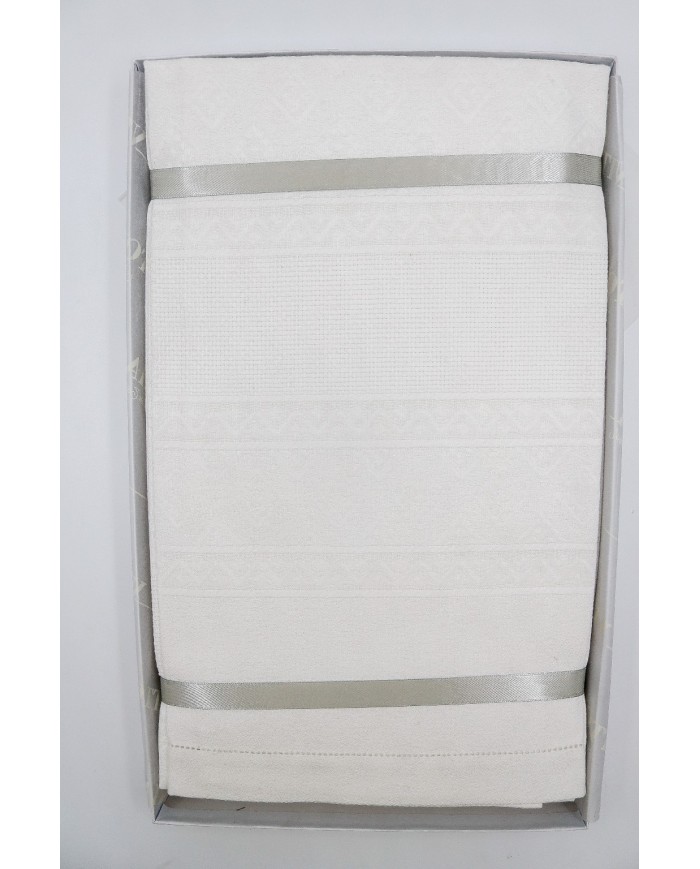 Set di 6 asciugamani viso in puro cotone Vittoria modello Azalea bianco