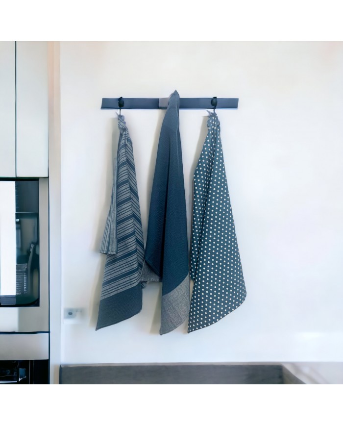 Set 3 strofinacci 100% puro cotone tinto in filo art.Vinci