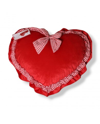 Cuscino Arredo Natale Cuore in velluto con volant 23024 Cuscino Arredo Natale Cuore in velluto con volant 23024