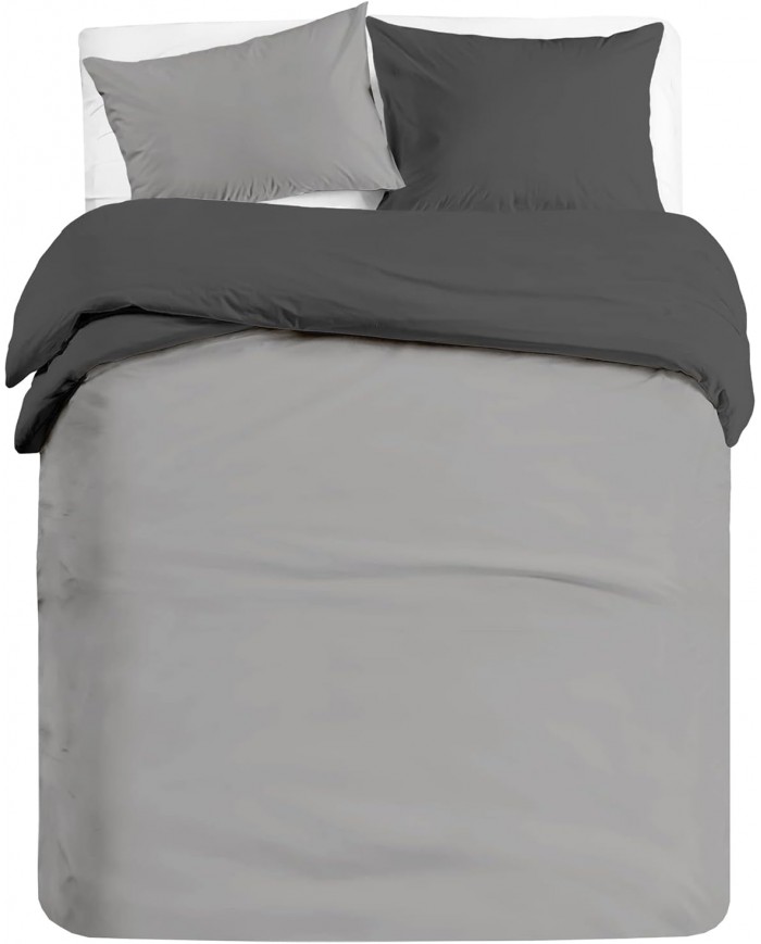 Parure copripiumino letto singolo double face bicolor Plain