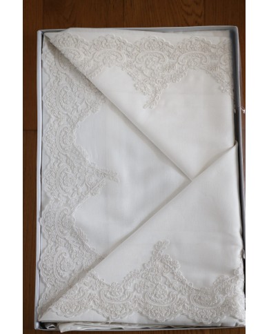 Coordinato copriletto, lenzuola, cuscino arredo in puro lino Chiarelle Sophie Narciso