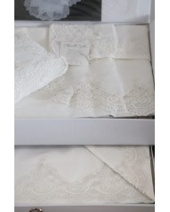 Coordinato copriletto, lenzuola, cuscino arredo in puro lino Chiarelle Sophie Narciso