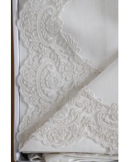 Coordinato copriletto, lenzuola, cuscino arredo in puro lino Chiarelle Sophie Narciso