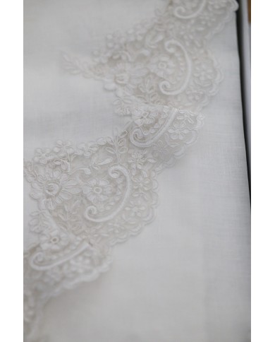 Coordinato copriletto, lenzuola, cuscino arredo in puro lino Chiarelle Sophie Narciso