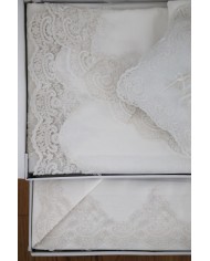 Coordinato copriletto, lenzuola, cuscino arredo in puro lino Chiarelle Sophie Narciso