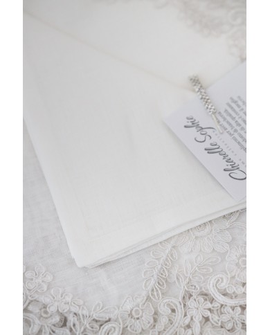 Servizio da tavola in 100% puro lino e pizzo rebrodè Chiarelle Sophie Narciso