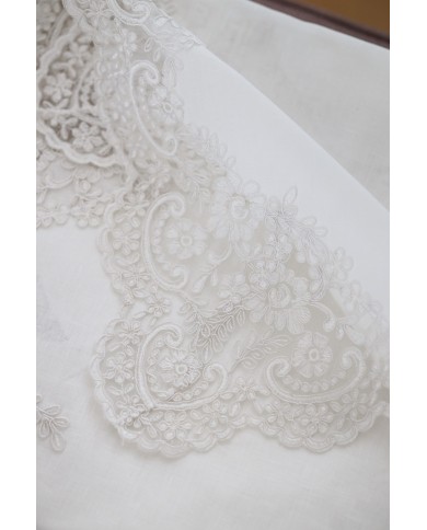 Servizio da tavola in 100% puro lino e pizzo rebrodè Chiarelle Sophie Narciso