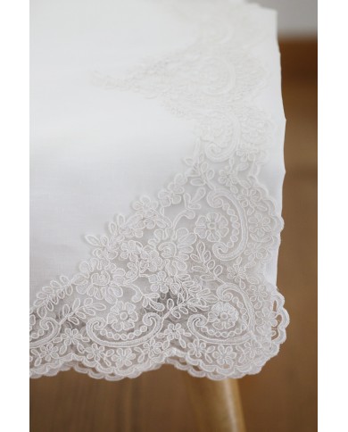 Servizio da tavola in 100% puro lino e pizzo rebrodè Chiarelle Sophie Narciso