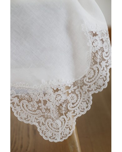 Servizio da tavola in 100% puro lino e pizzo rebrodè Chiarelle Sophie Narciso