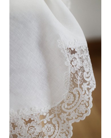 Servizio da tavola in 100% puro lino e pizzo rebrodè Chiarelle Sophie Narciso