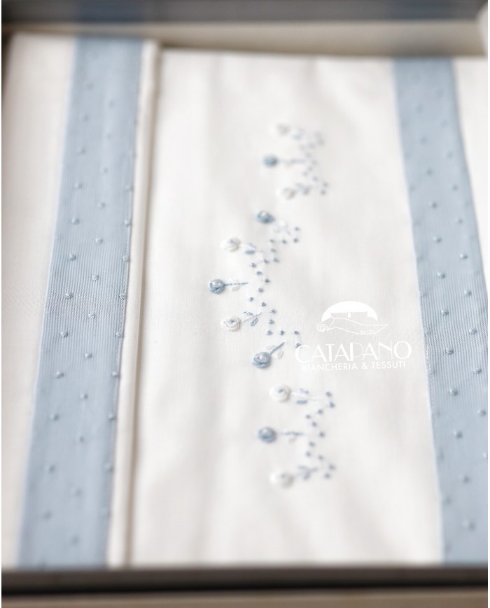 Completo lenzuola culla lettino ricamato a mano Elite pour le Bebè 85095