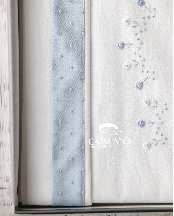 Completo lenzuola culla lettino ricamato a mano Elite pour le Bebè 85095