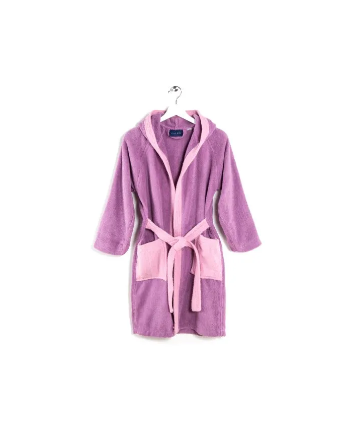 Accappatoio bambino in cotone con cappuccio Caleffi bicolor