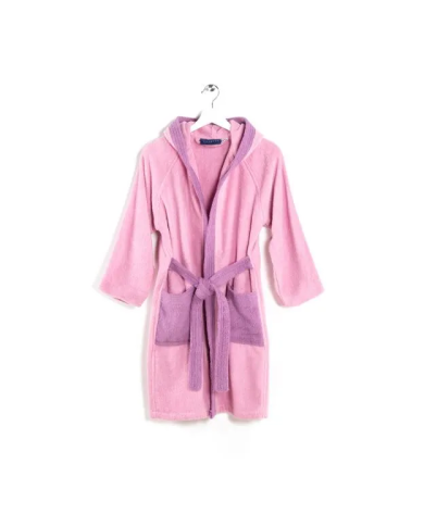 Accappatoio bambino in cotone con cappuccio Caleffi bicolor