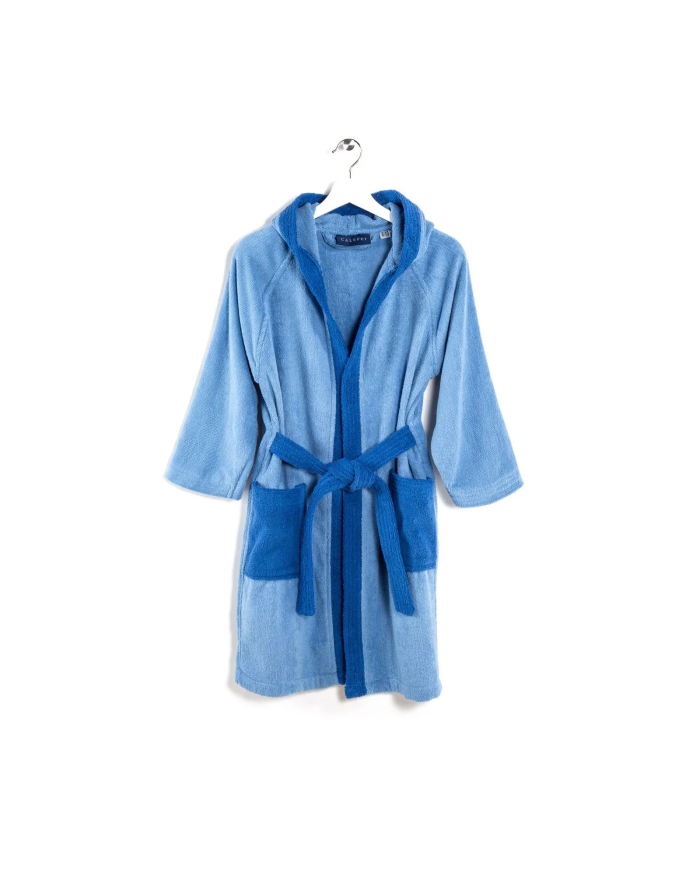 Accappatoio bambino in cotone con cappuccio Caleffi bicolor