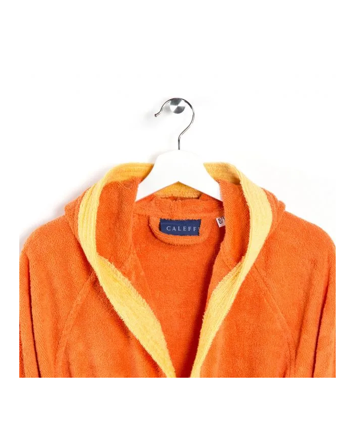 Accappatoio bambino in cotone con cappuccio Caleffi bicolor