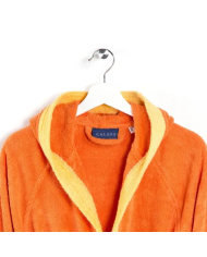 Accappatoio bambino in cotone con cappuccio Caleffi bicolor