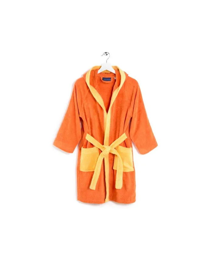 Accappatoio bambino in cotone con cappuccio Caleffi bicolor