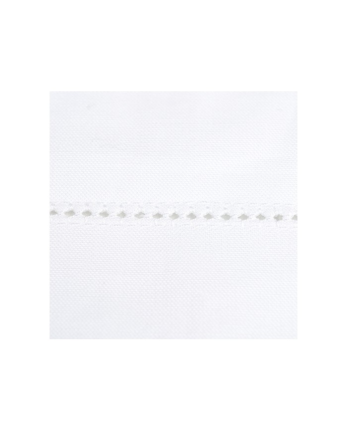 Coppia di federe in misto lino bianco e orlo a giorno