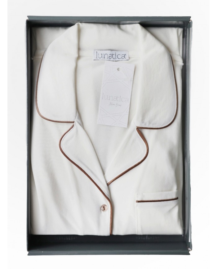 Camicia da notte aperta avanti 100% cotone Lunatica 41153