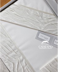 Completo Lenzuola con balza in raso di cotone matrimoniale Josephine, CAREZZE