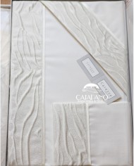 Completo Lenzuola con balza in raso di cotone matrimoniale Josephine, CAREZZE