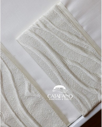 Completo Lenzuola con balza in raso di cotone matrimoniale Josephine, CAREZZE