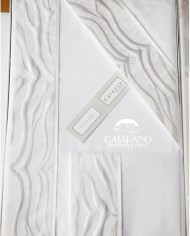 Completo Lenzuola con balza in raso di cotone matrimoniale Josephine, CAREZZE