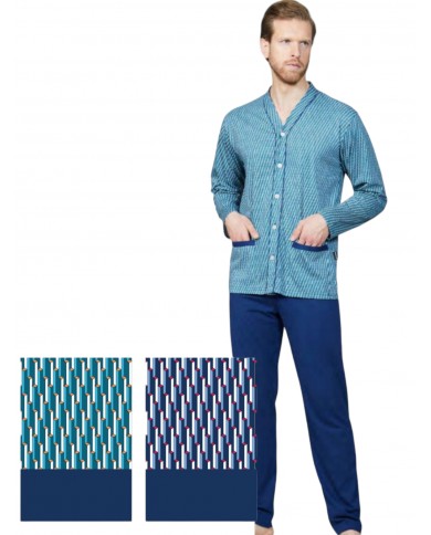 Pigiama estivo uomo 100% cotone aperto avanti Bip Bip Conquista 3659