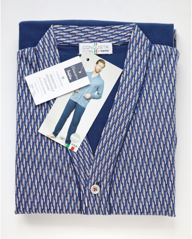 Pigiama estivo uomo 100% cotone aperto avanti Bip Bip Conquista 3659