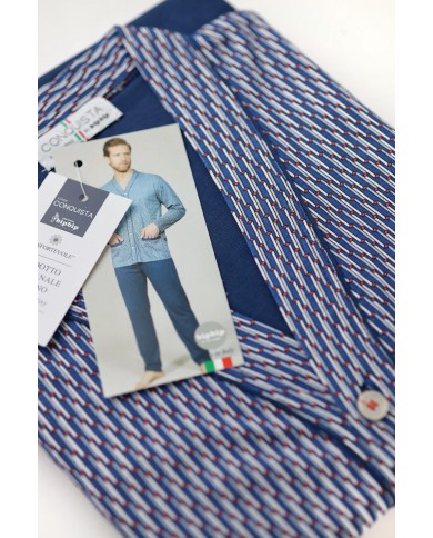 Pigiama estivo uomo 100% cotone aperto avanti Bip Bip Conquista 3659