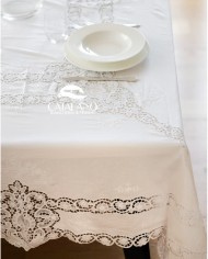 Tris in lino: copriletto, lenzuola e tovaglia Burano Maison Prestige Bianco