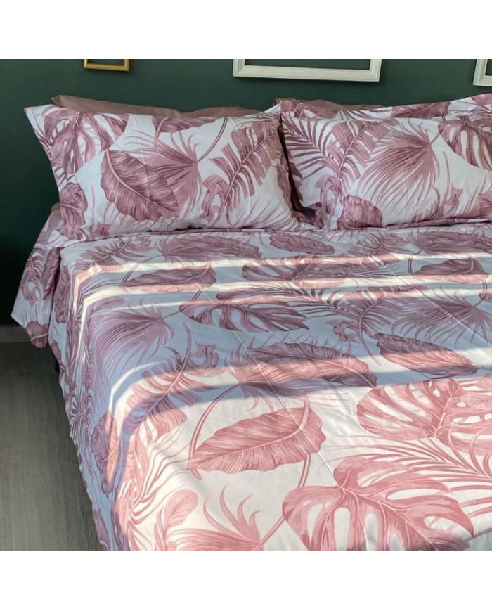 Completo lenzuola matrimoniale in puro cotone Maestri Cotonieri foresta