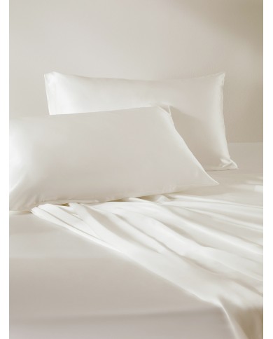 Coppia di federe in pura seta colore Naturale