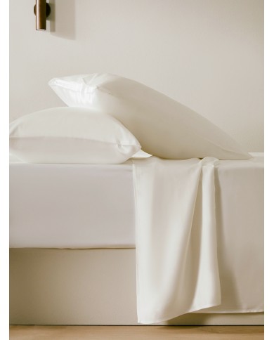 Coppia di federe in pura seta colore Naturale