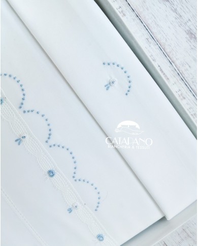 Completo lenzuola culla passeggino ricamato a mano Elite pour le Bebè 45346