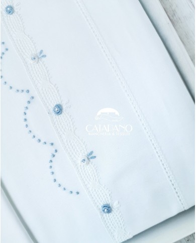 Completo lenzuola culla passeggino ricamato a mano Elite pour le Bebè 45346